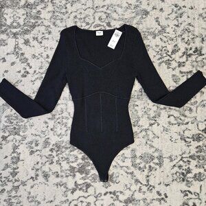 Abercrombie & Fitch Ribbed Knit Corset Sweetheart Bodysuit